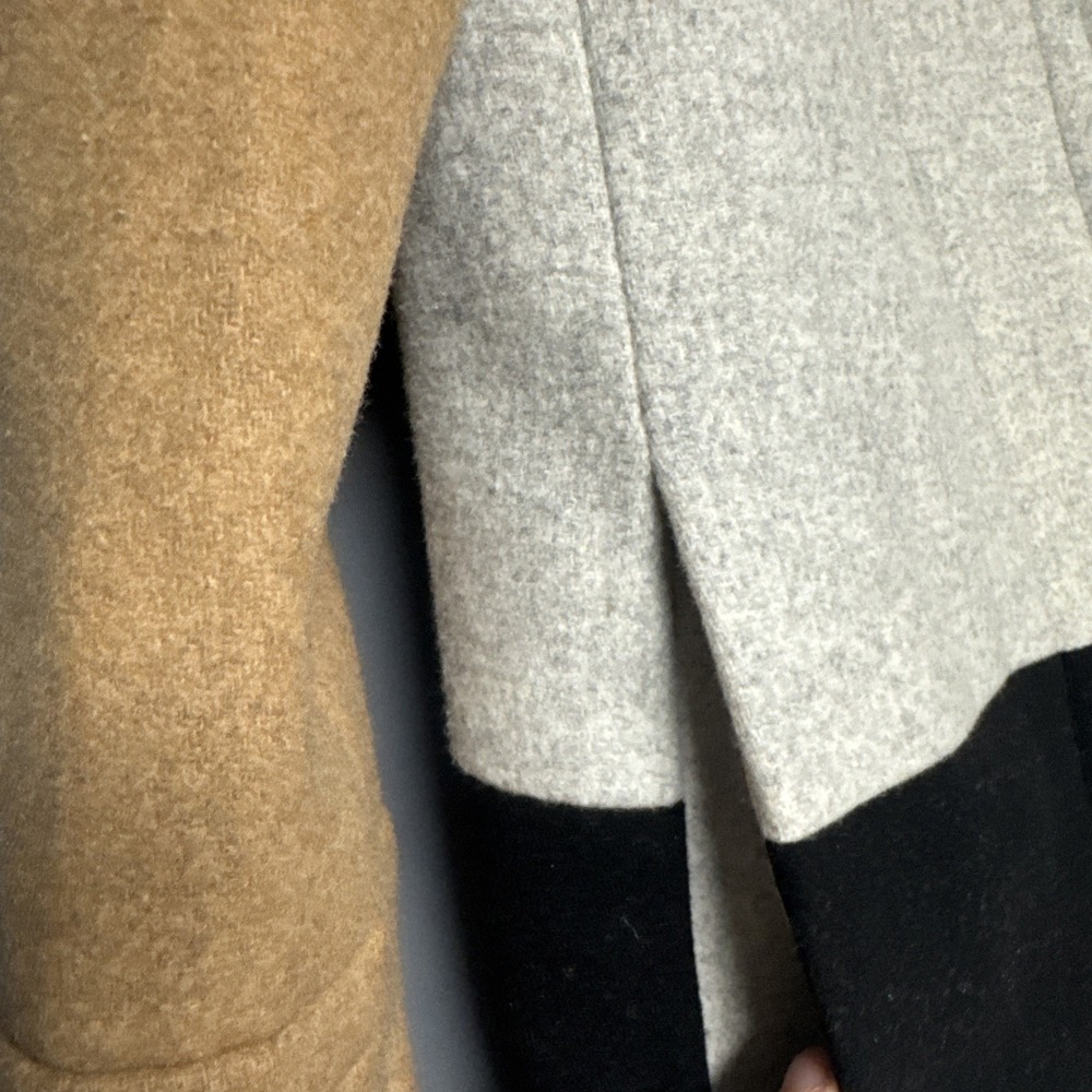 J. Crew Women's Colorblock Funnelneck Wool Blend Coat Jacket Size 0P Gray $248 - Picture 14 of 16